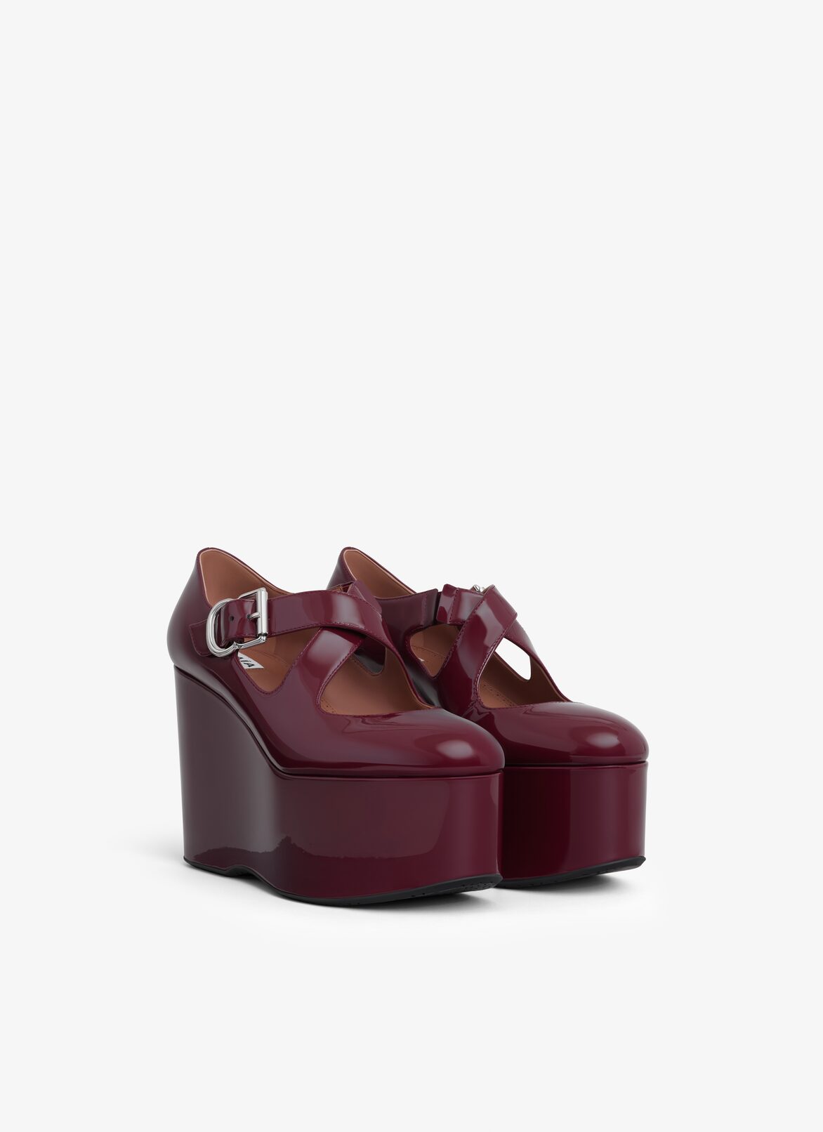 CRISS CROSS WEDGES IN PATENT CALFSKIN ALAÏA GARNET RED CRISS CROSS WEDGES IN PATENT CALFSKIN